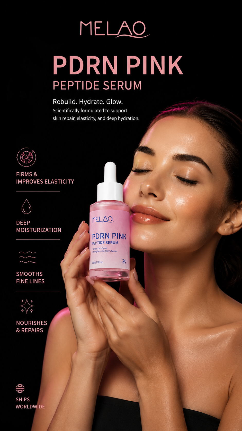 MELAO PDRN Pink Peptide Serum – Firming &amp; Hydrating Face Serum 35ml