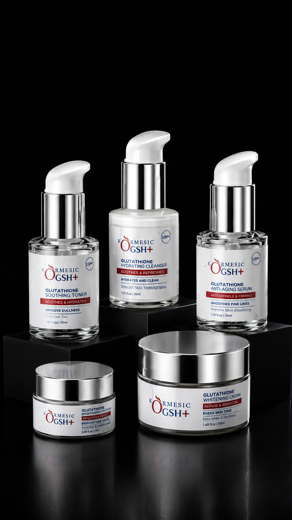 KORMESIC GSH+ Glutathione Brightening Facial Kit – 5 Step Skincare Set